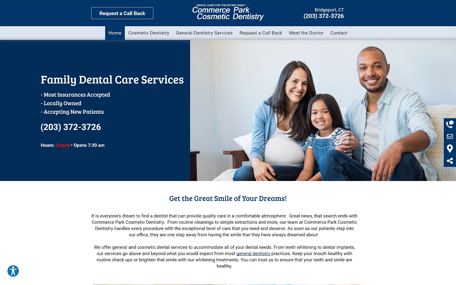 The screenshot of commerce park cosmetic dentistry llc commerceparkcosmeticdds. Com website