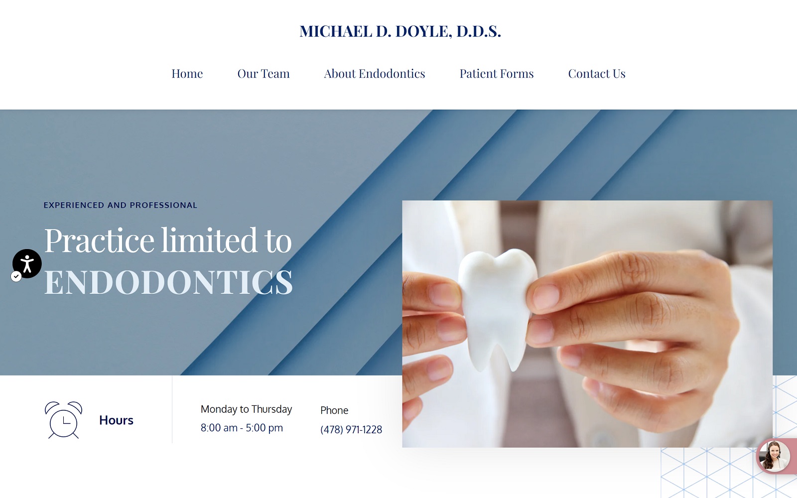 The screenshot of dr. Michael d. Doyle, dds website