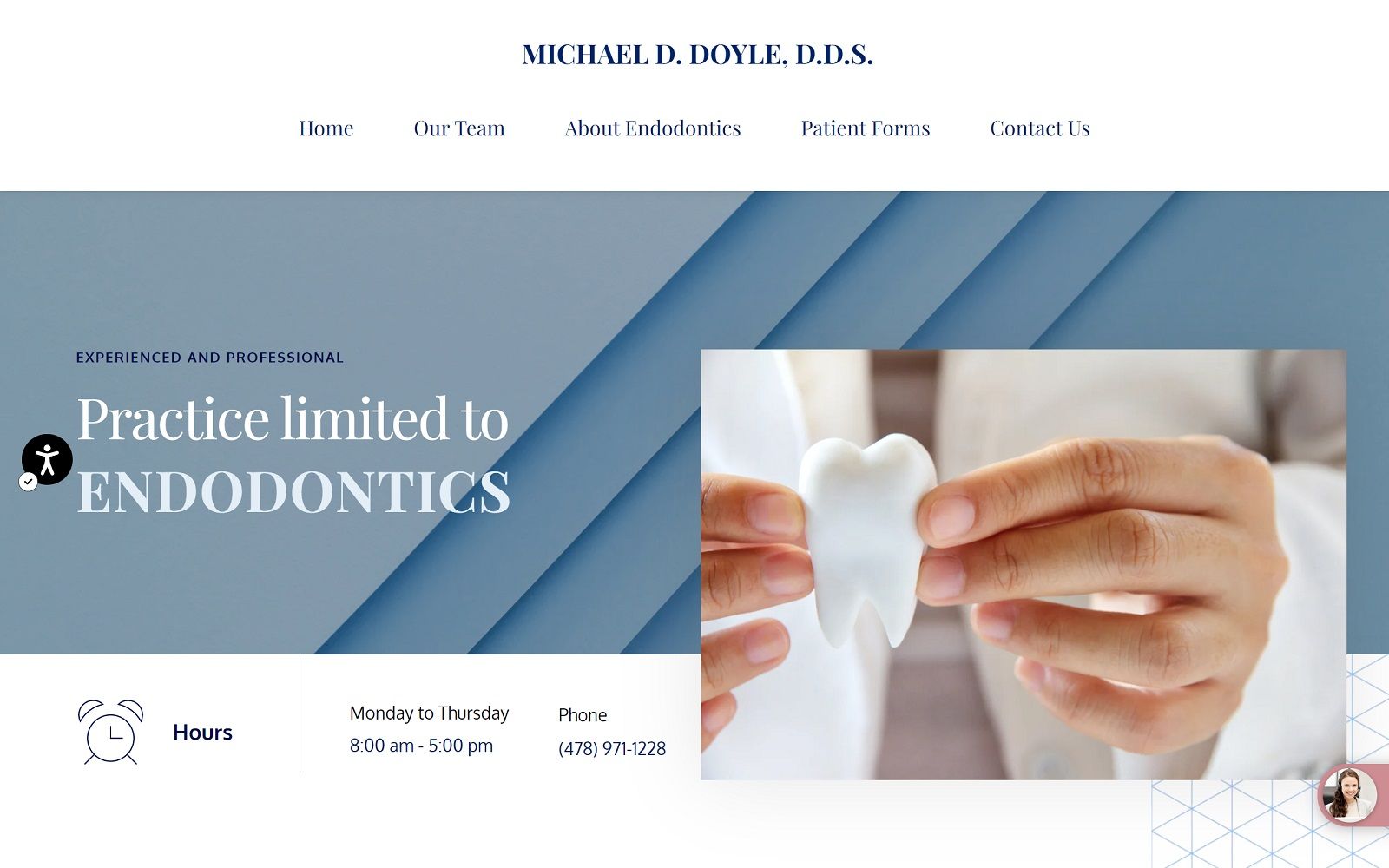 The screenshot of dr. Michael d. Doyle, dds website