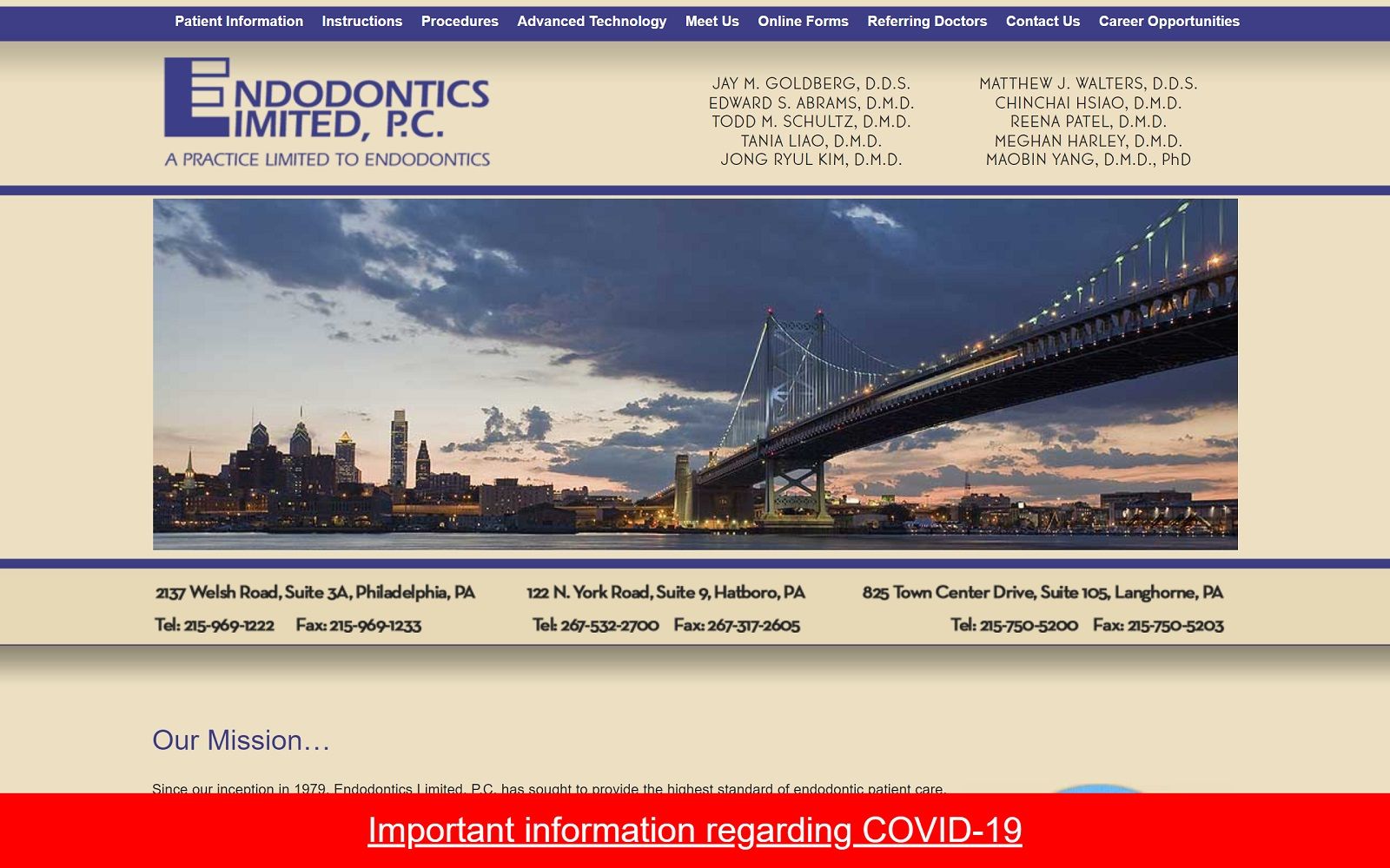 The screenshot of endodontics limited pc website