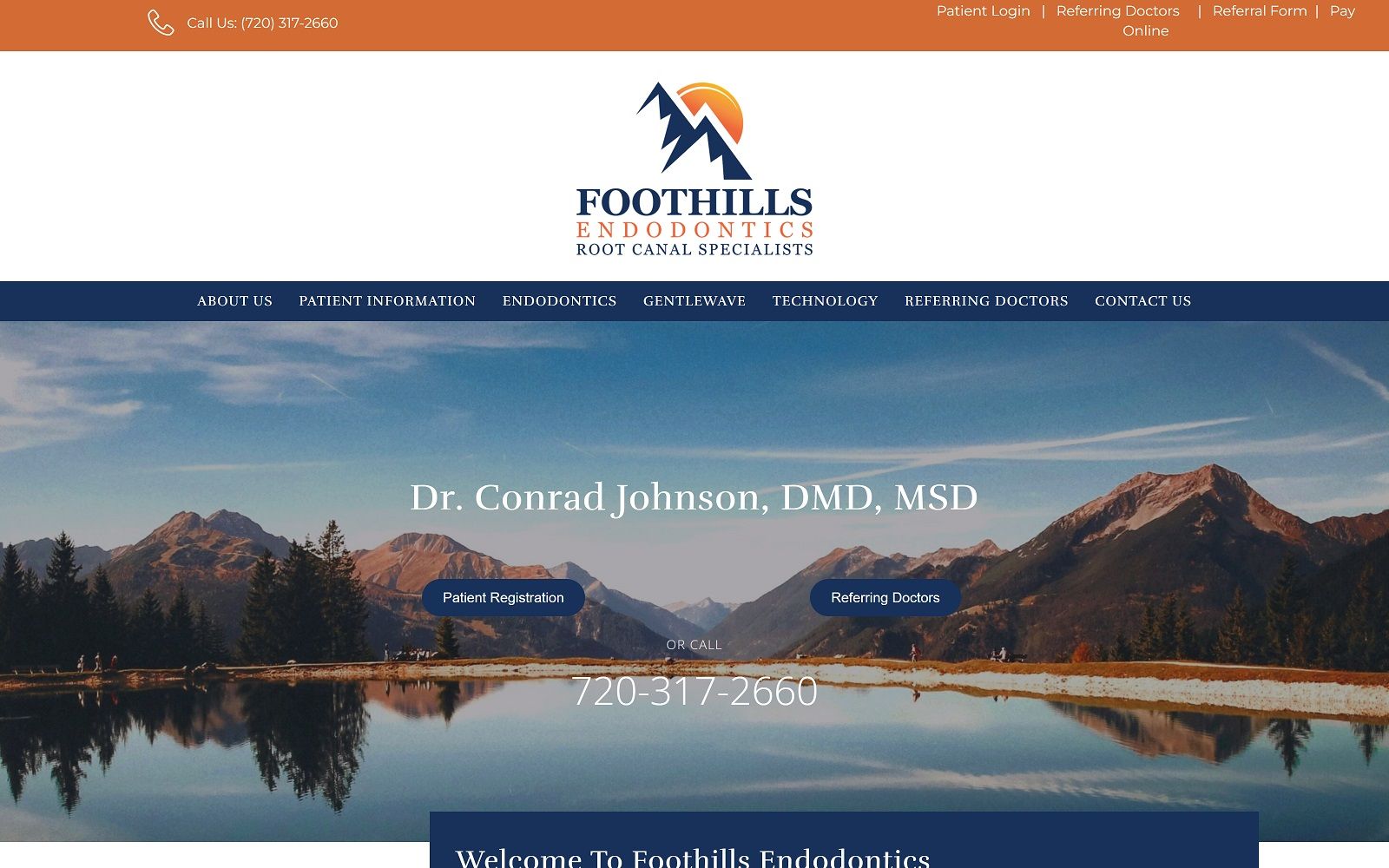 The screenshot of foothills endodontics foothillsendo. Com dr. Conrad johnson website