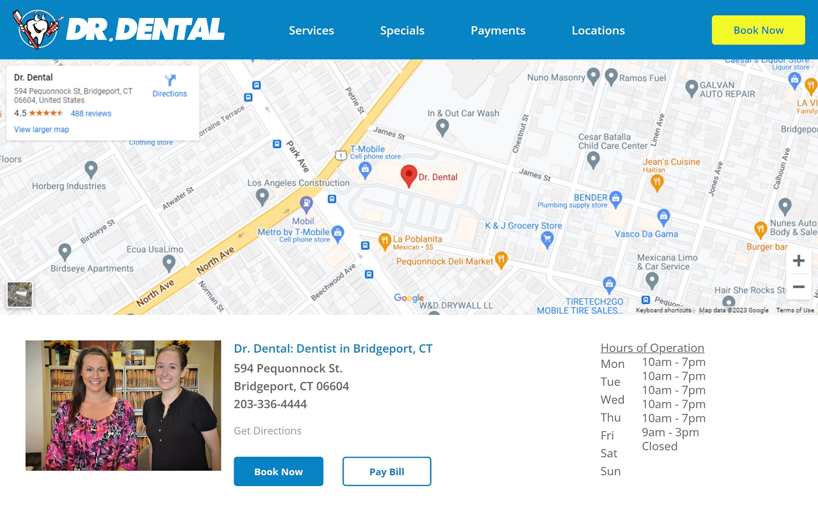 The screenshot of dr. Dental mydrdental. Com/location/connecticut/bridgeport website