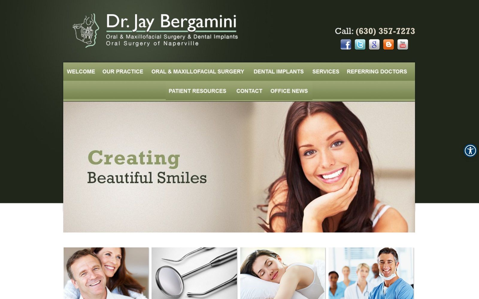 The screenshot of dr. Jerome bergamini oralsurgeryofnaperville. Com website