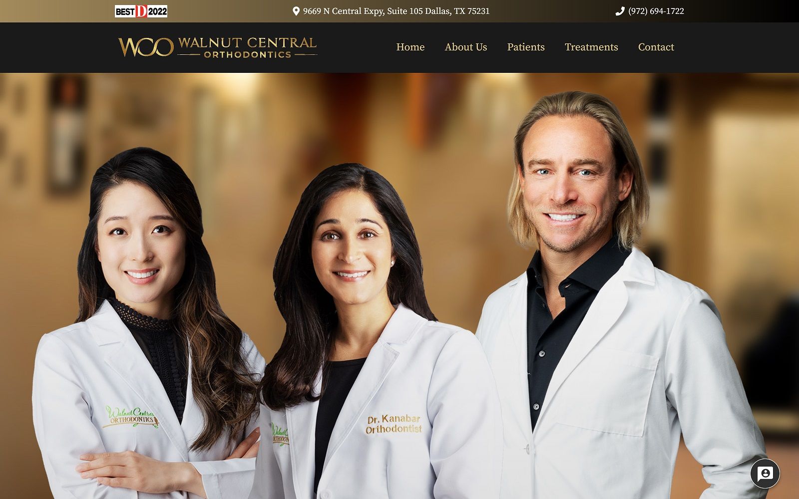The screenshot of walnut central orthodontics website