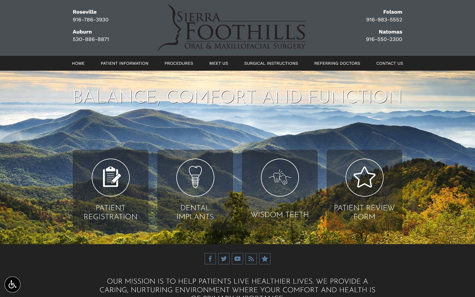 The screenshot of sierra foothills oral & maxillofacial surgery sierrafoothillsoralsurgery. Com website