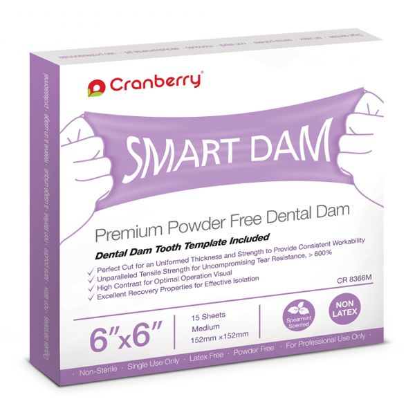 Smart dam dental dam non-latex - spearmint 6 x 6 medium green 15pk
