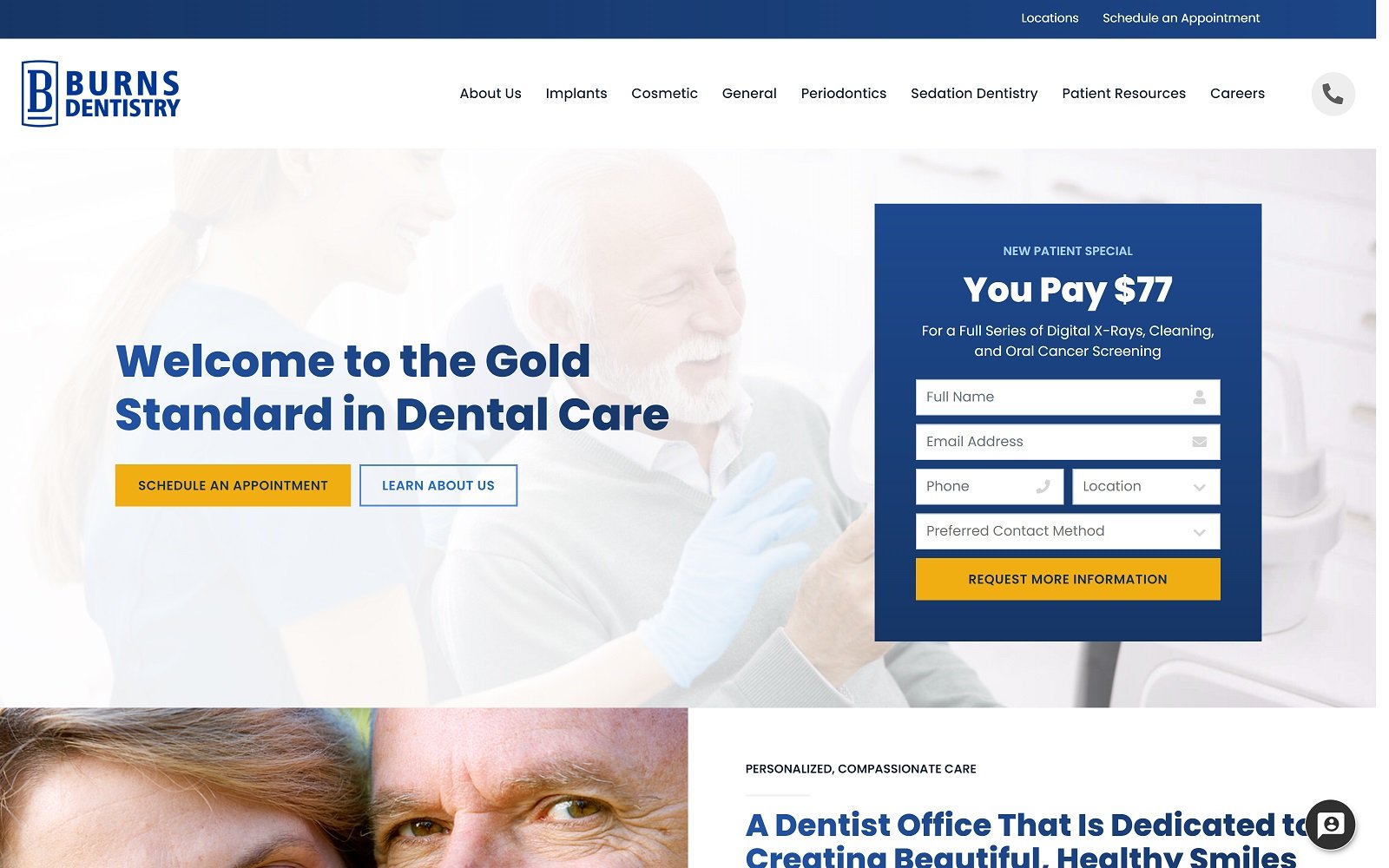 Burnsdentistry. Com screenshot