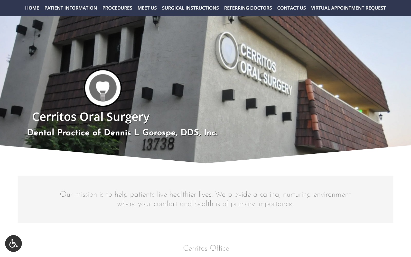 Cerritosoralsurgery. Com screenshot