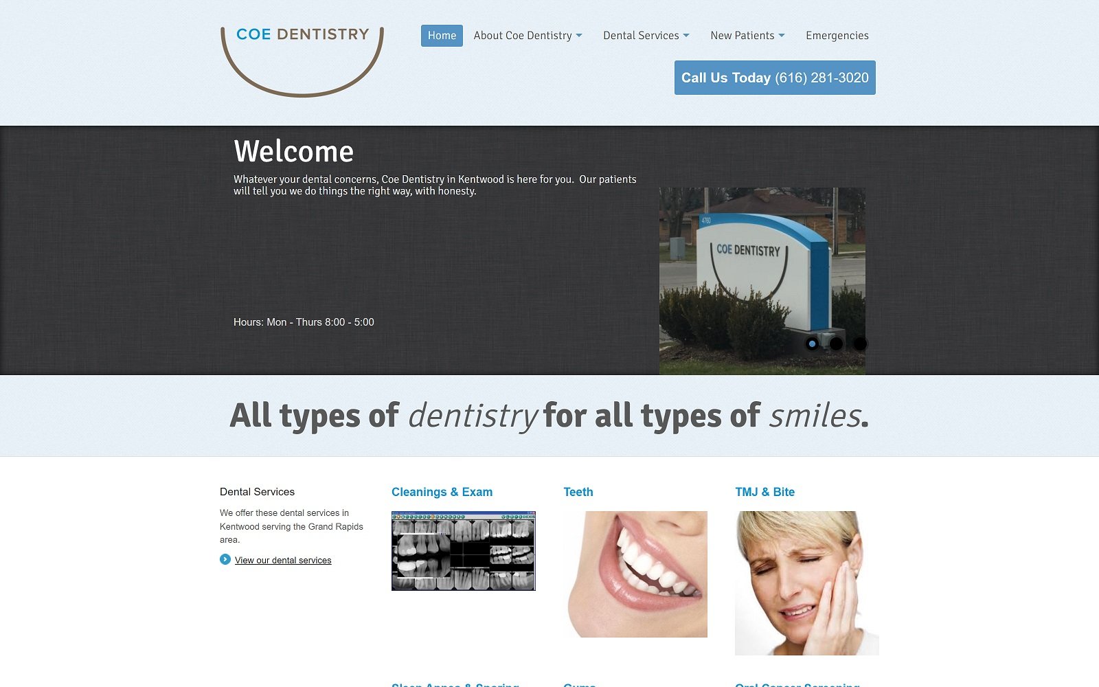 Coe-dentistry. Com screenshot