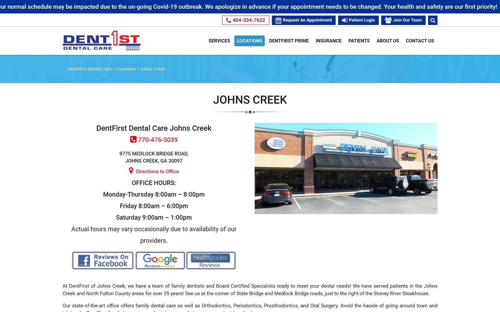 Dentfirst. Com_locations_johns-creek screenshot