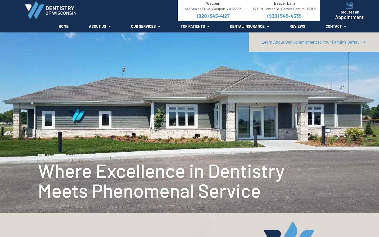 Dentistryofwisconsin. Com screenshot