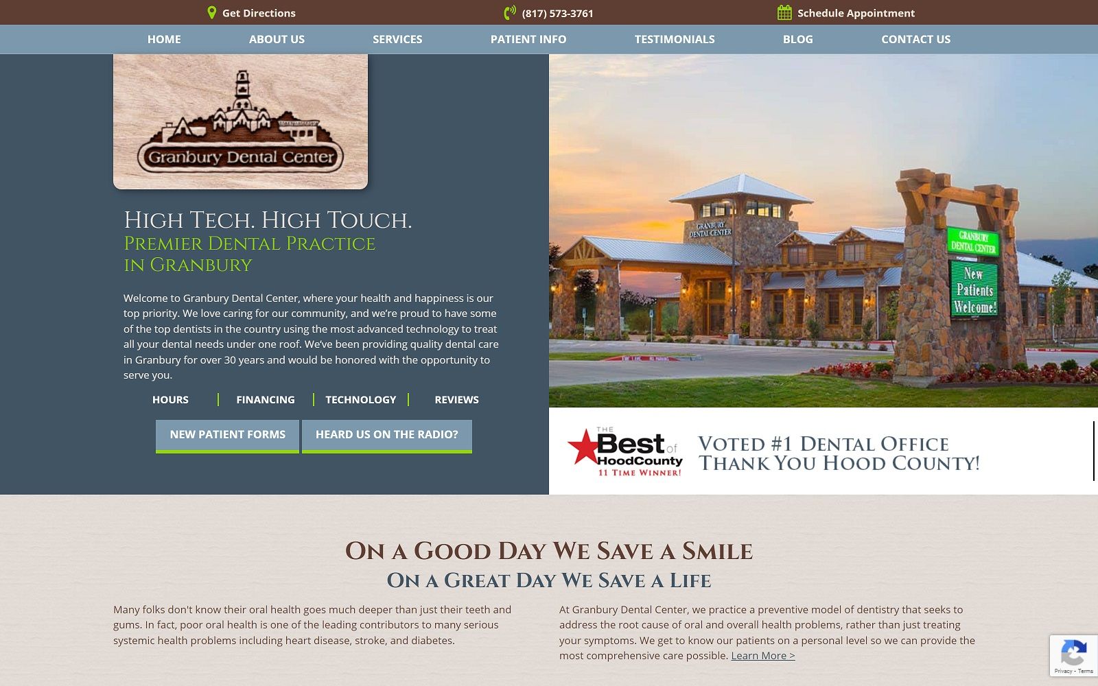 Granburydentalcenter. Com screenshot