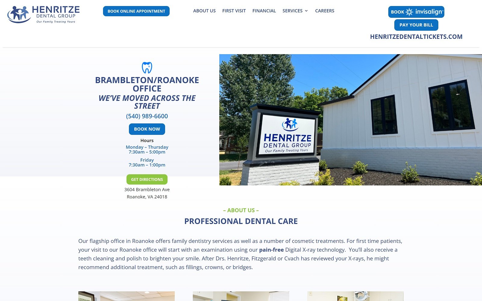 Henritzedental. Com_locations_roanoke screenshot