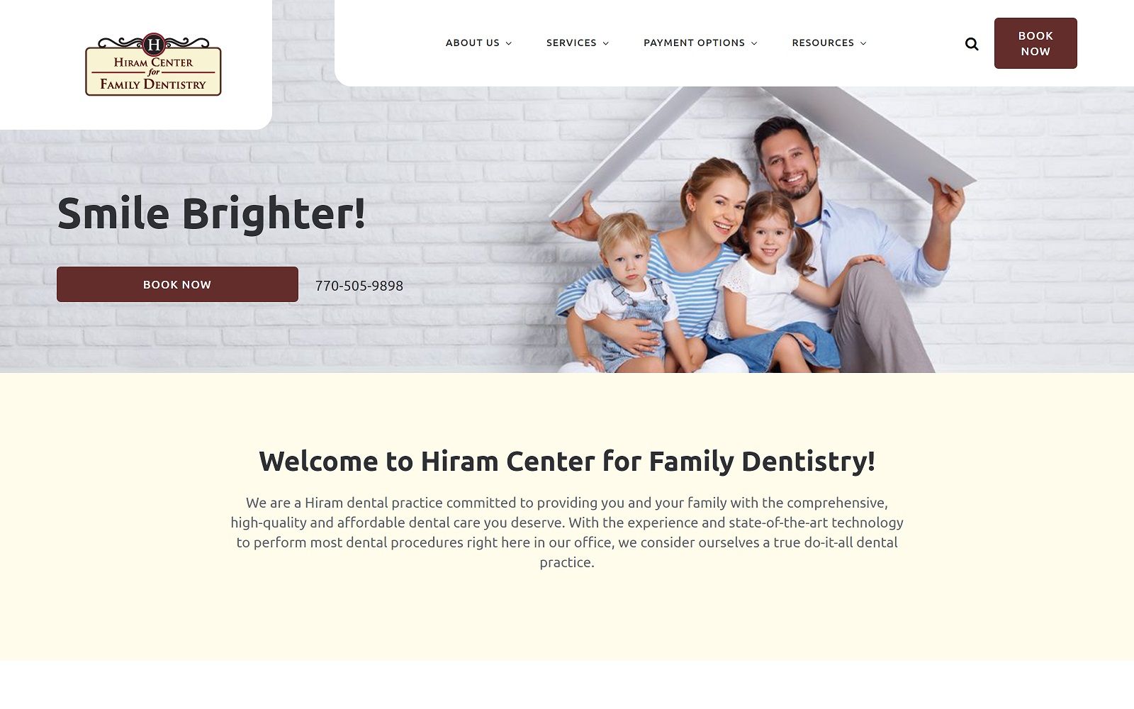 Hiramfamilydentistry. Com screenshot