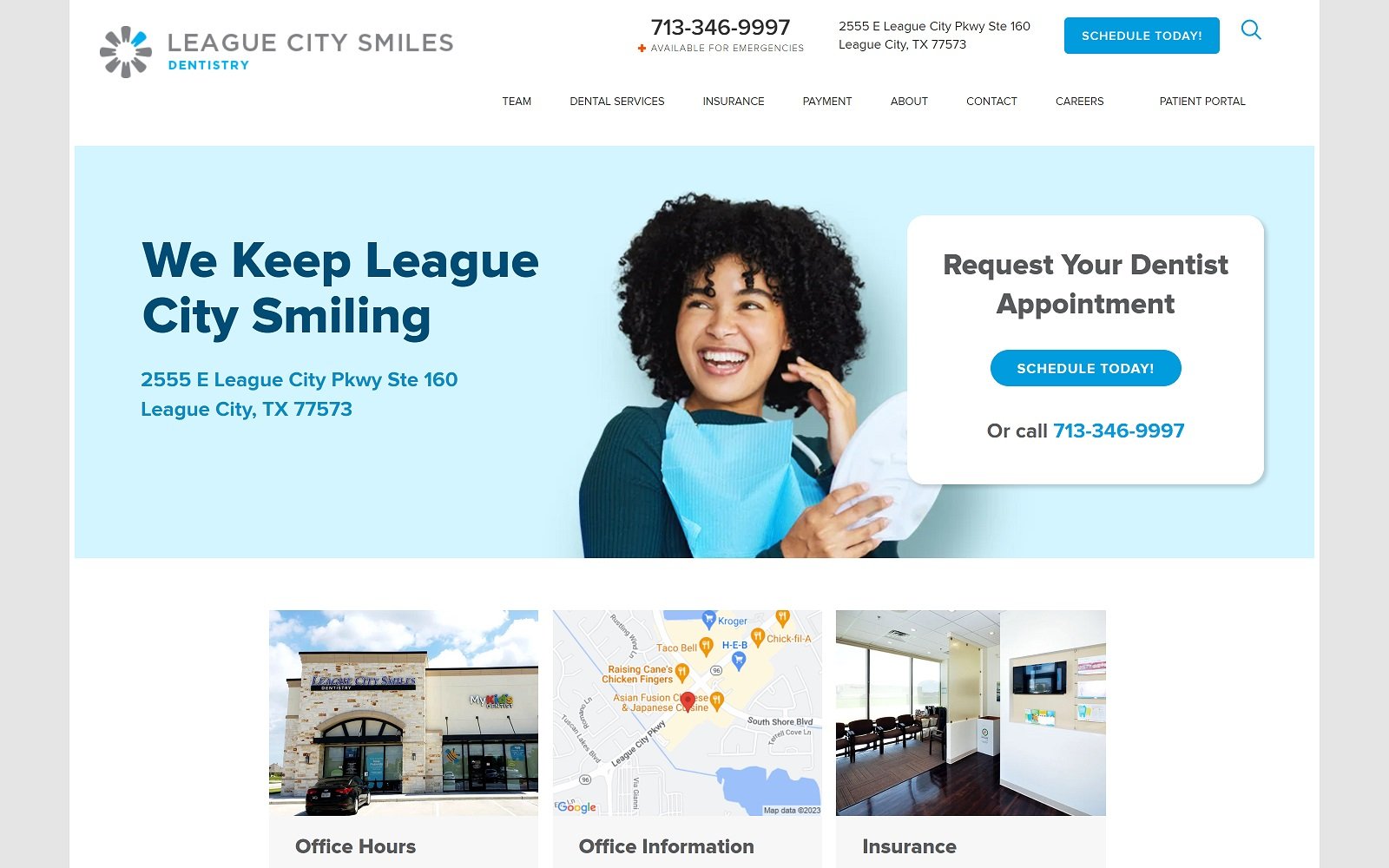 Leaguecitysmilesdentistry. Com screenshot