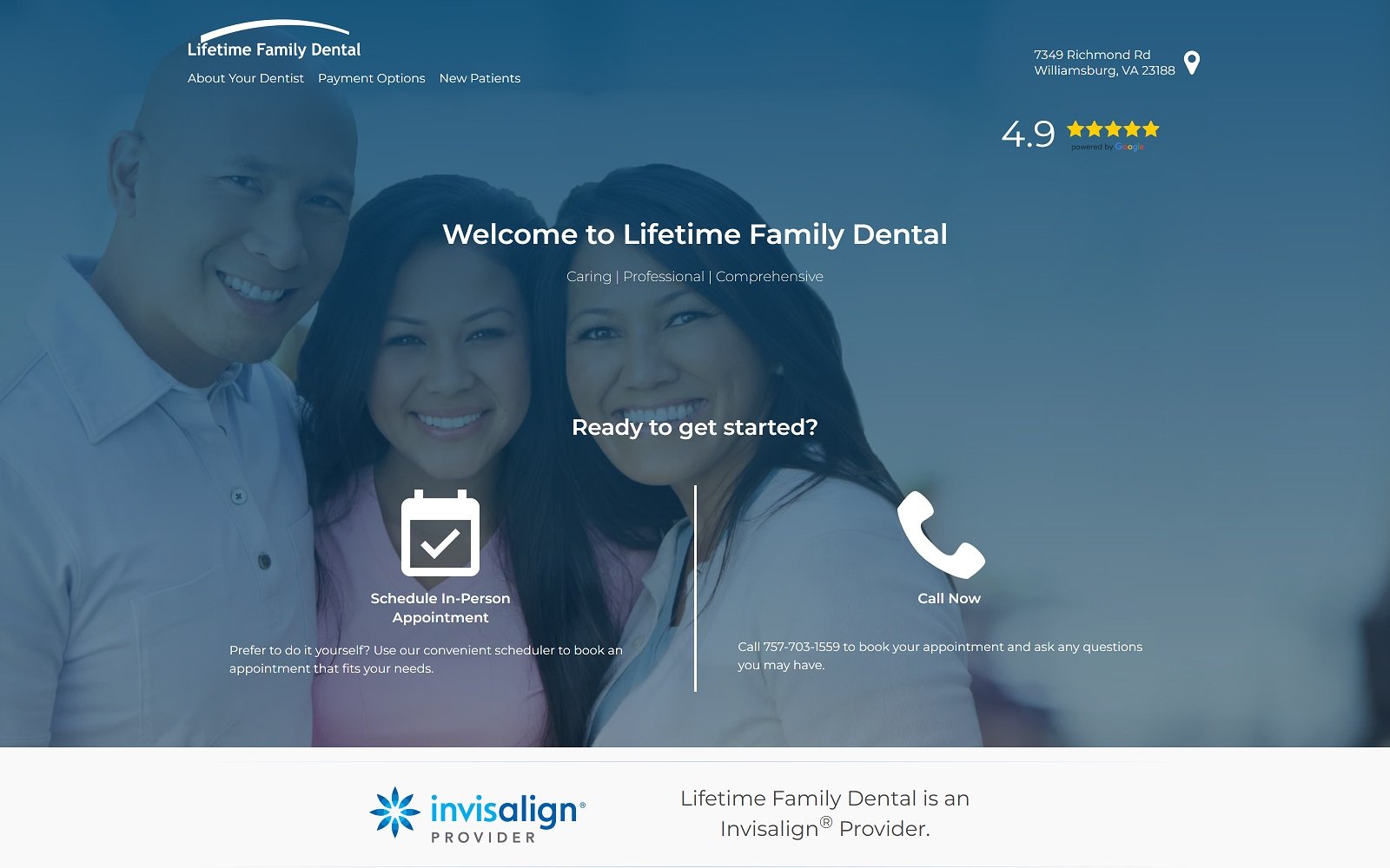 Lifetimefamilydentalva. Com screenshot