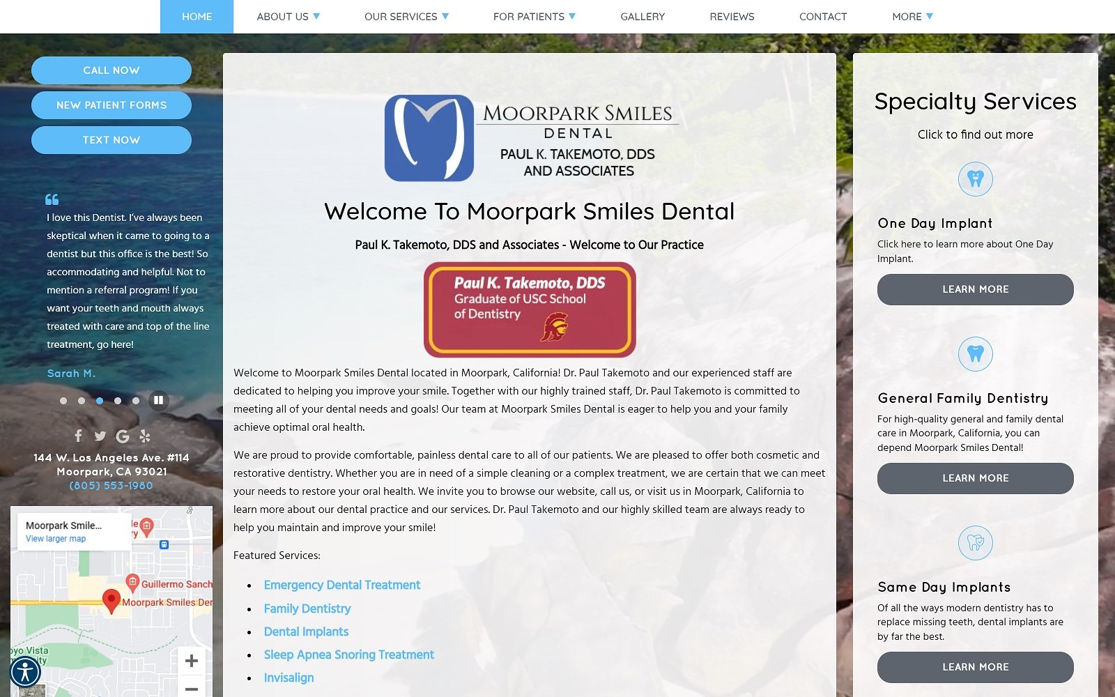 Moorparksmilesdental. Com screenshot