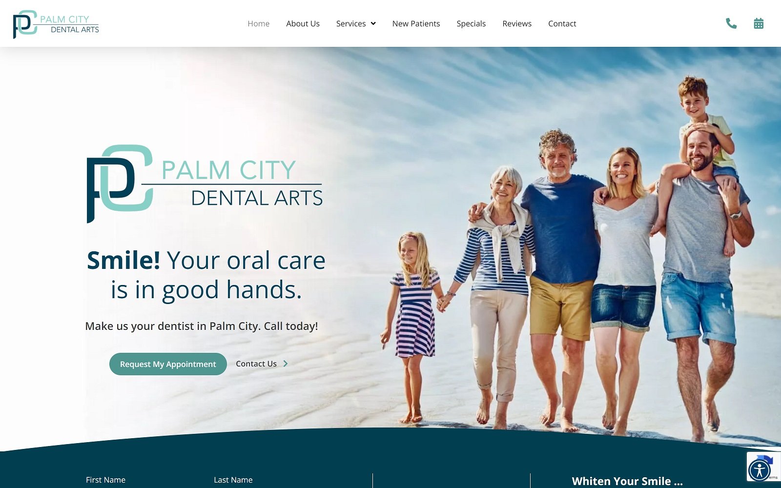 Palmcitydentalarts. Com screenshot