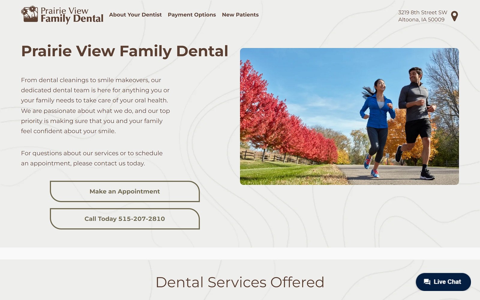 Prairieviewfamilydental. Com screenshot