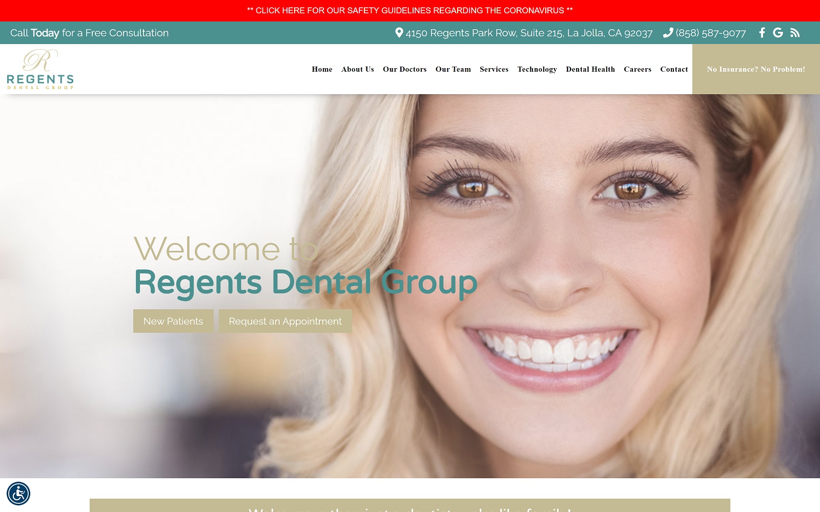 Regentsdental. Com screenshot