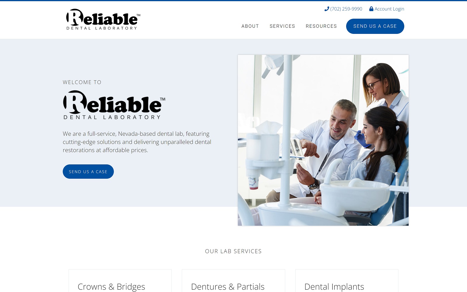 Reliabledentallaboratory. Com screenshot