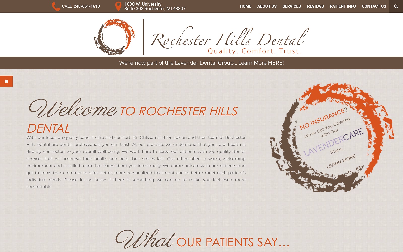 Rochesterhillsmidentist. Com screenshot