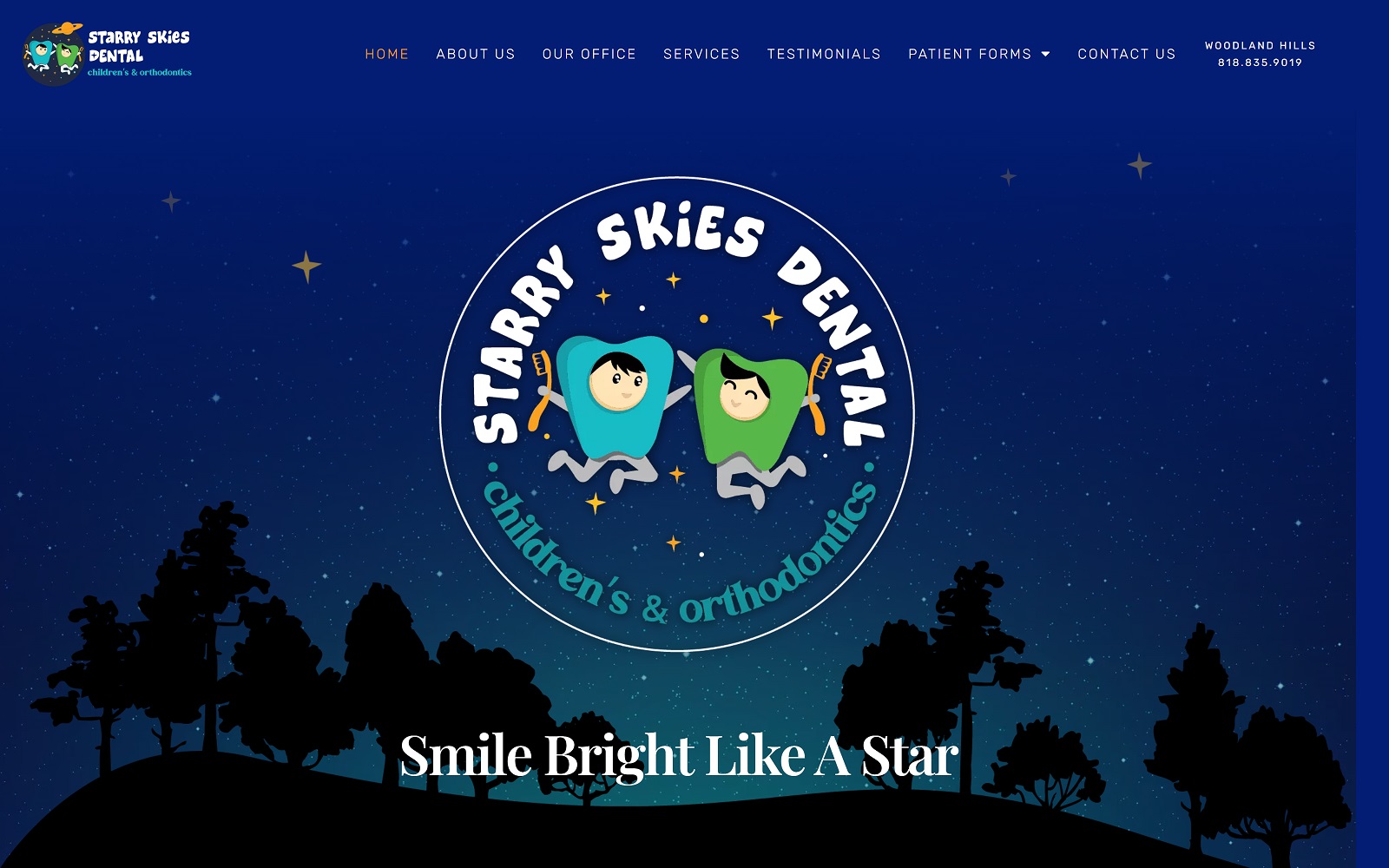 starryskiesdental.com screenshot