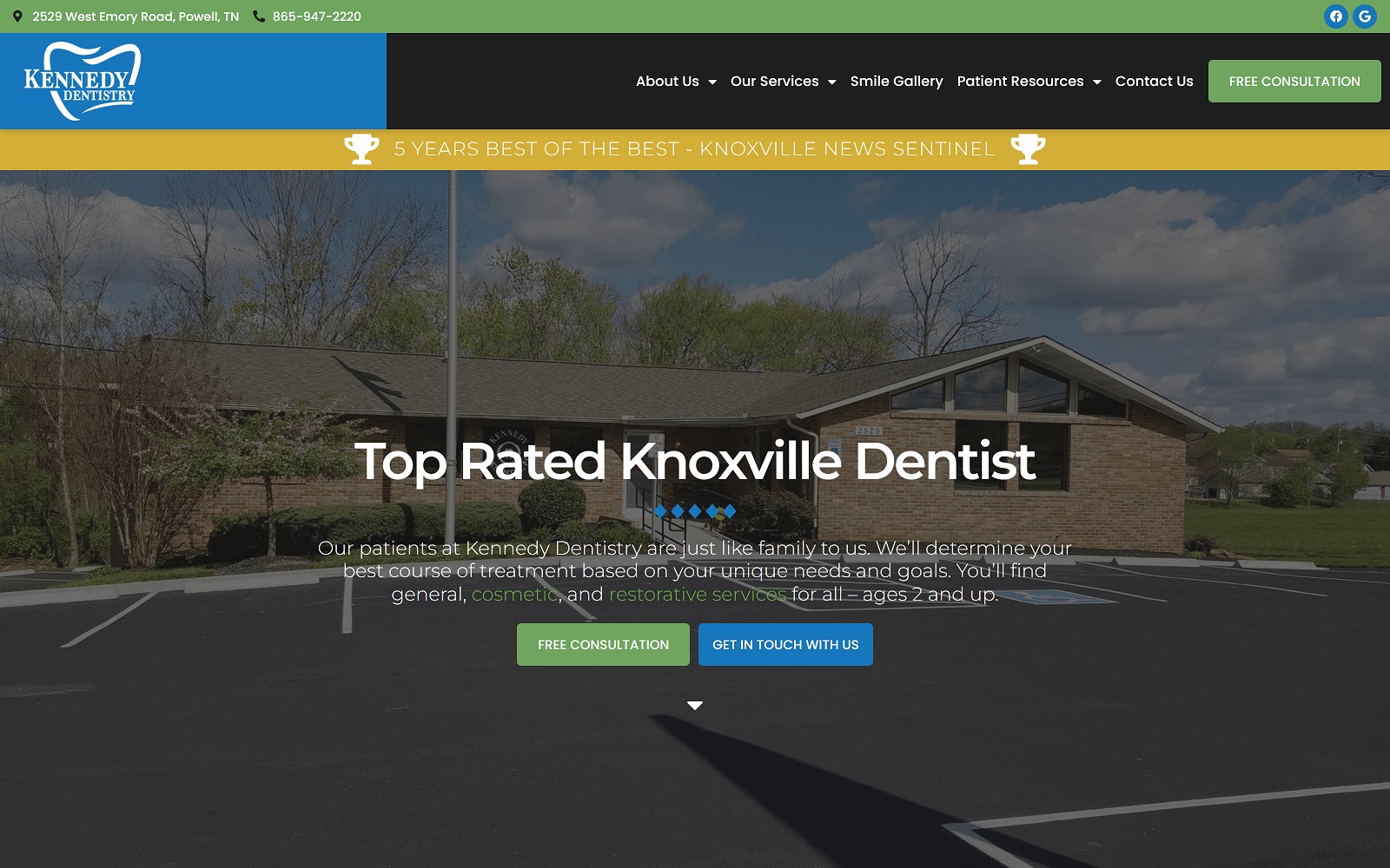 Theknoxvilledentist. Com screenshot