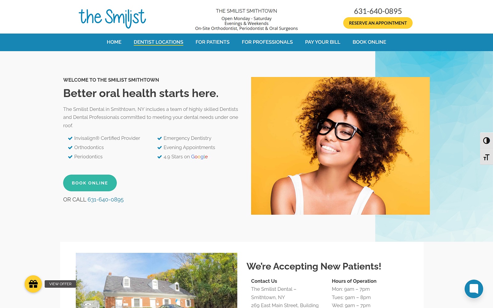 Thesmilist. Com_smithtown-dentist screenshot