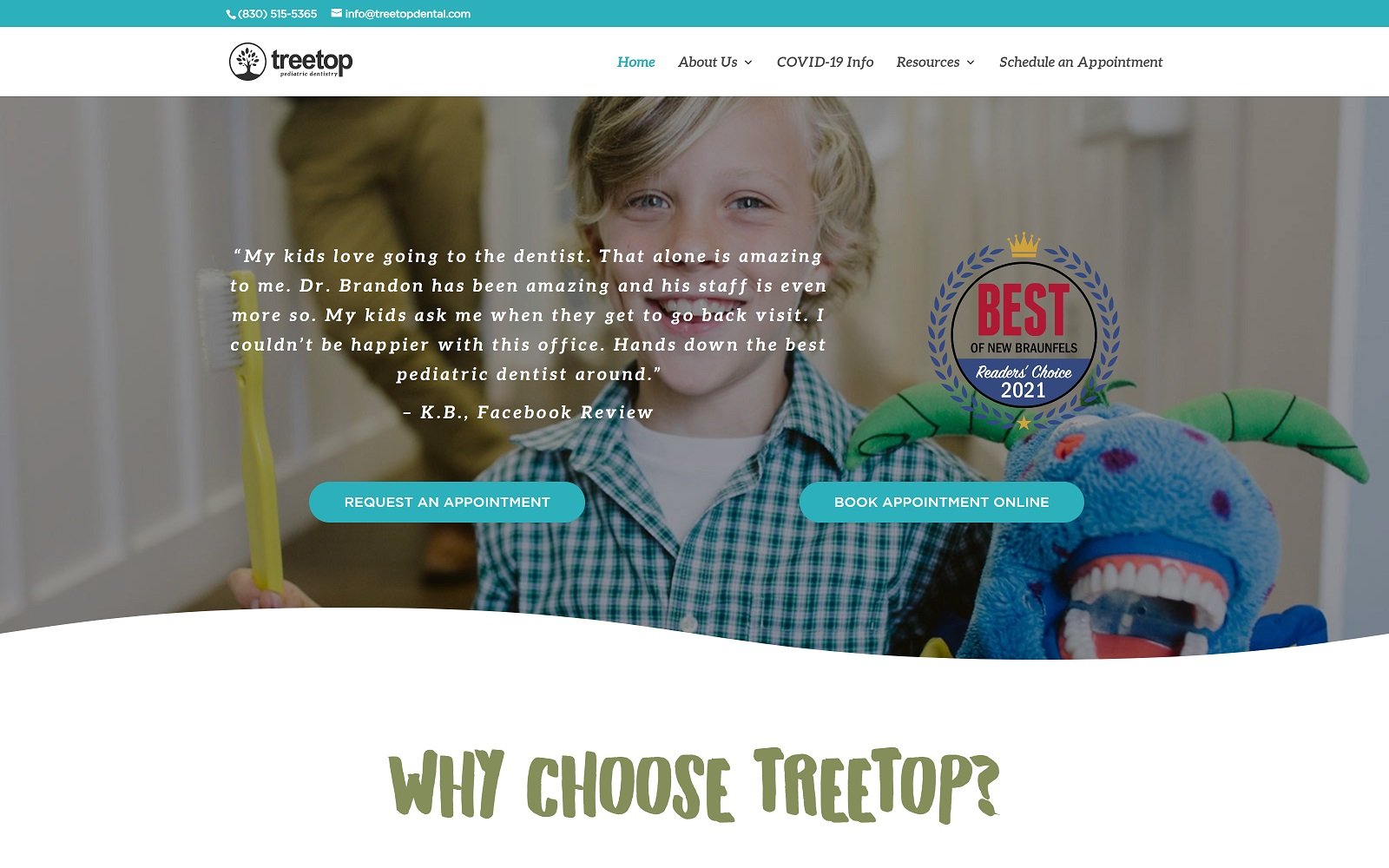 Treetopdental. Com screenshot