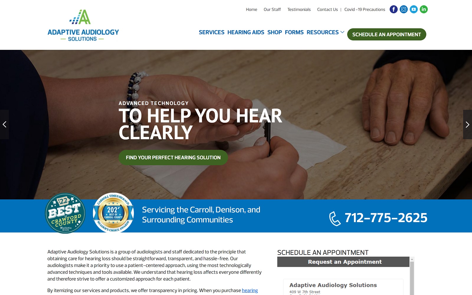 adaptiveaudiology.com screenshot