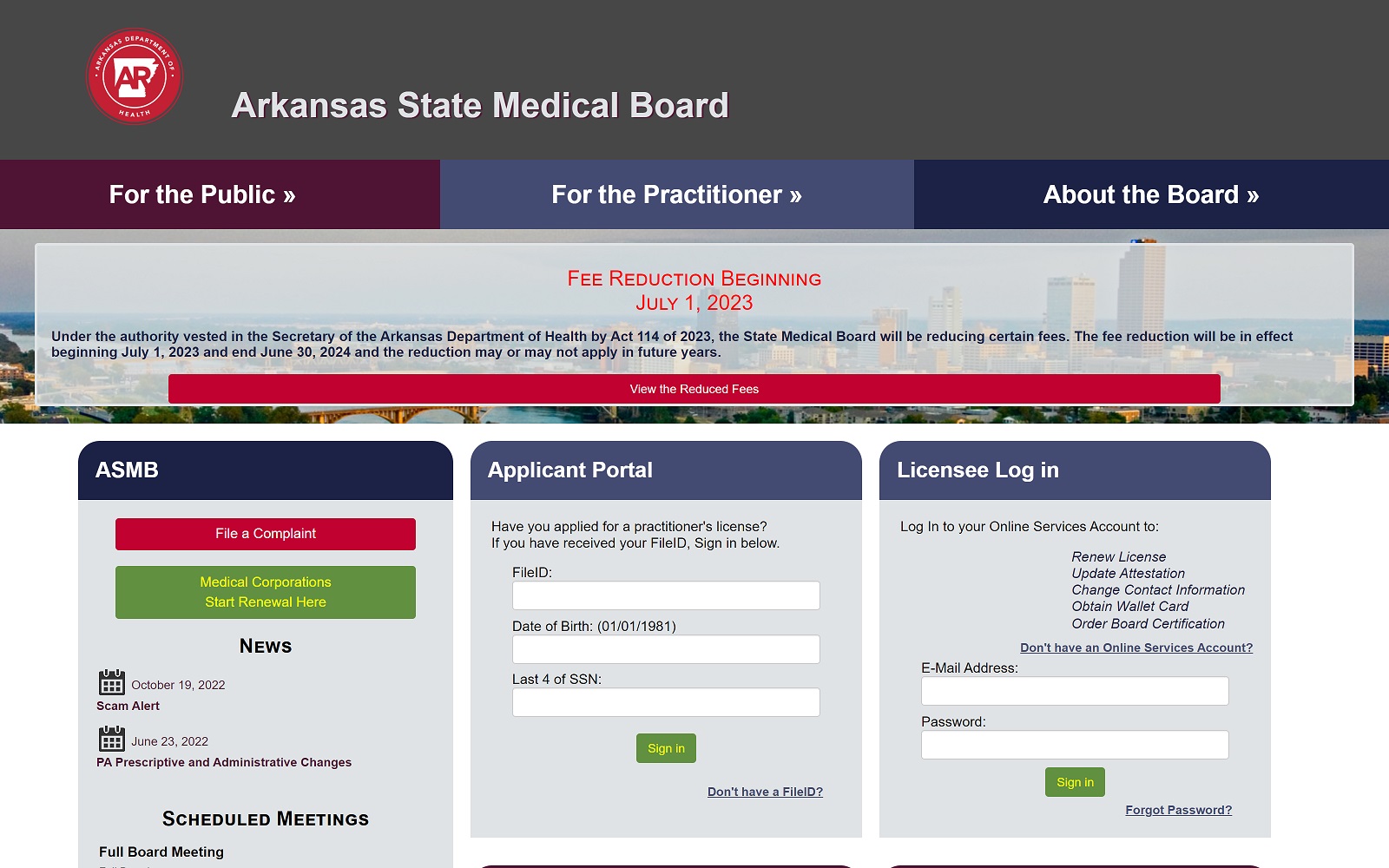 armedicalboard.org screenshot