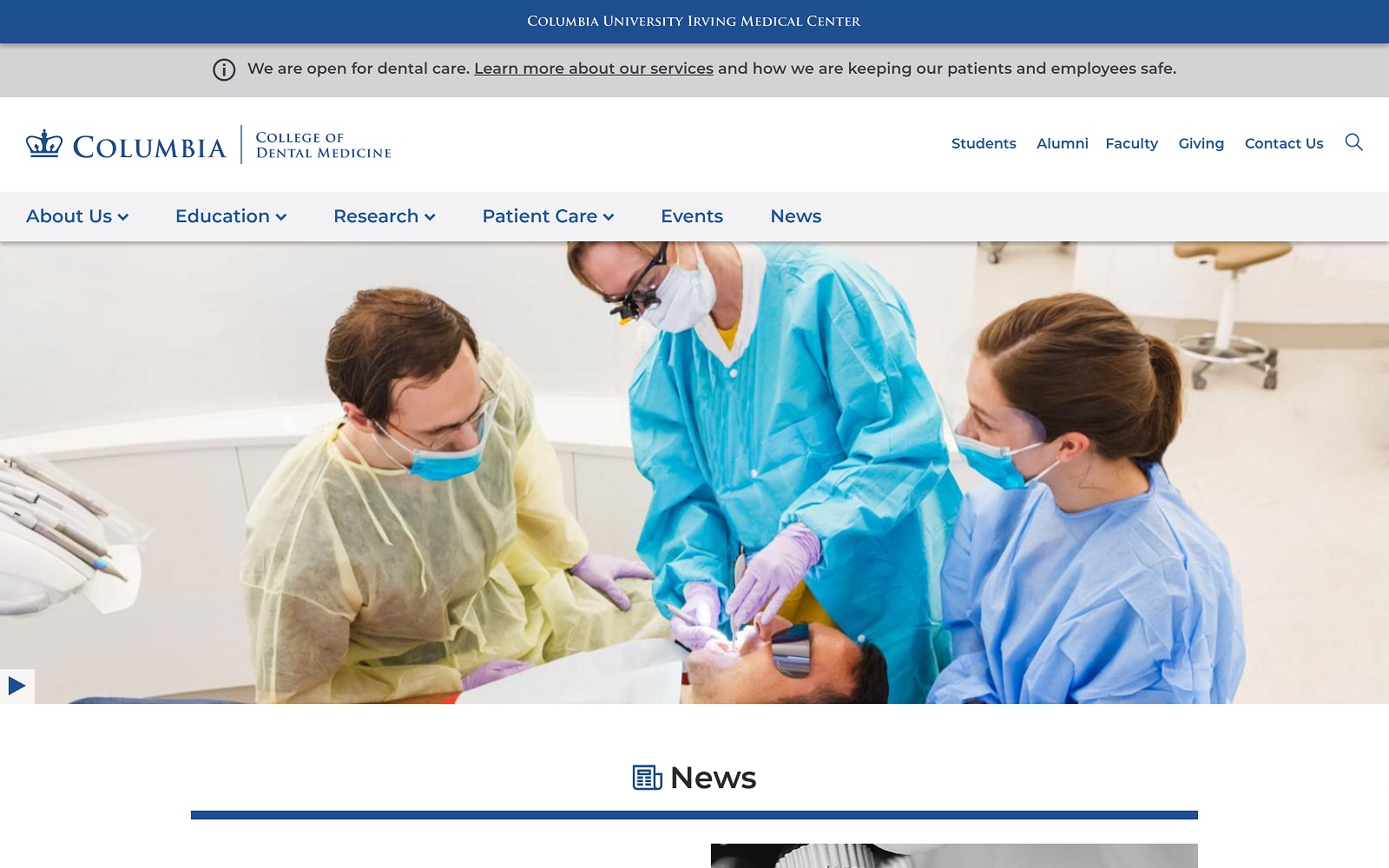 dental.columbia.edu screenshot