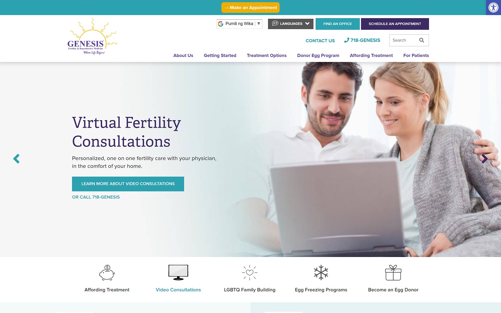 genesisfertility.com screenshot