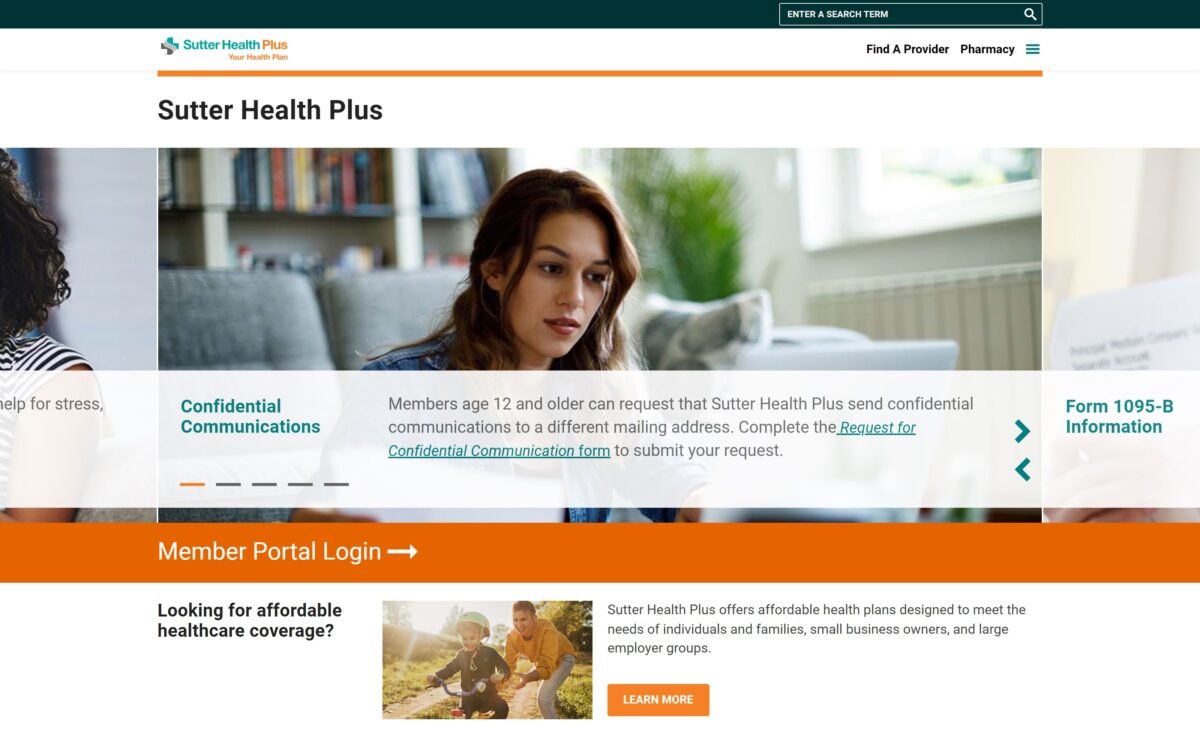 sutterhealthplus.org screenshot