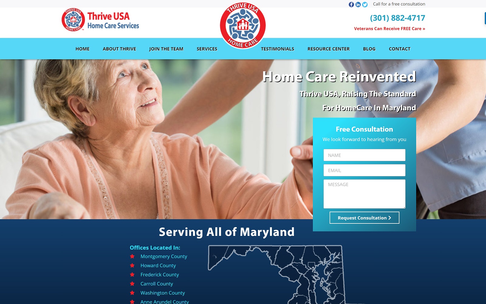 thriveusahomecare.com screenshot