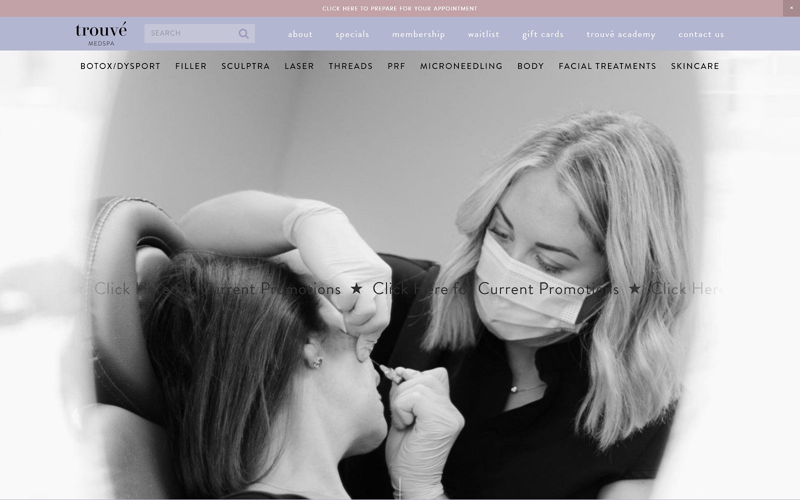 trouvemedspa.com screenshot