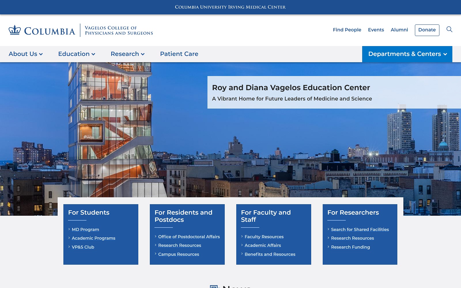 vagelos.columbia.edu screenshot