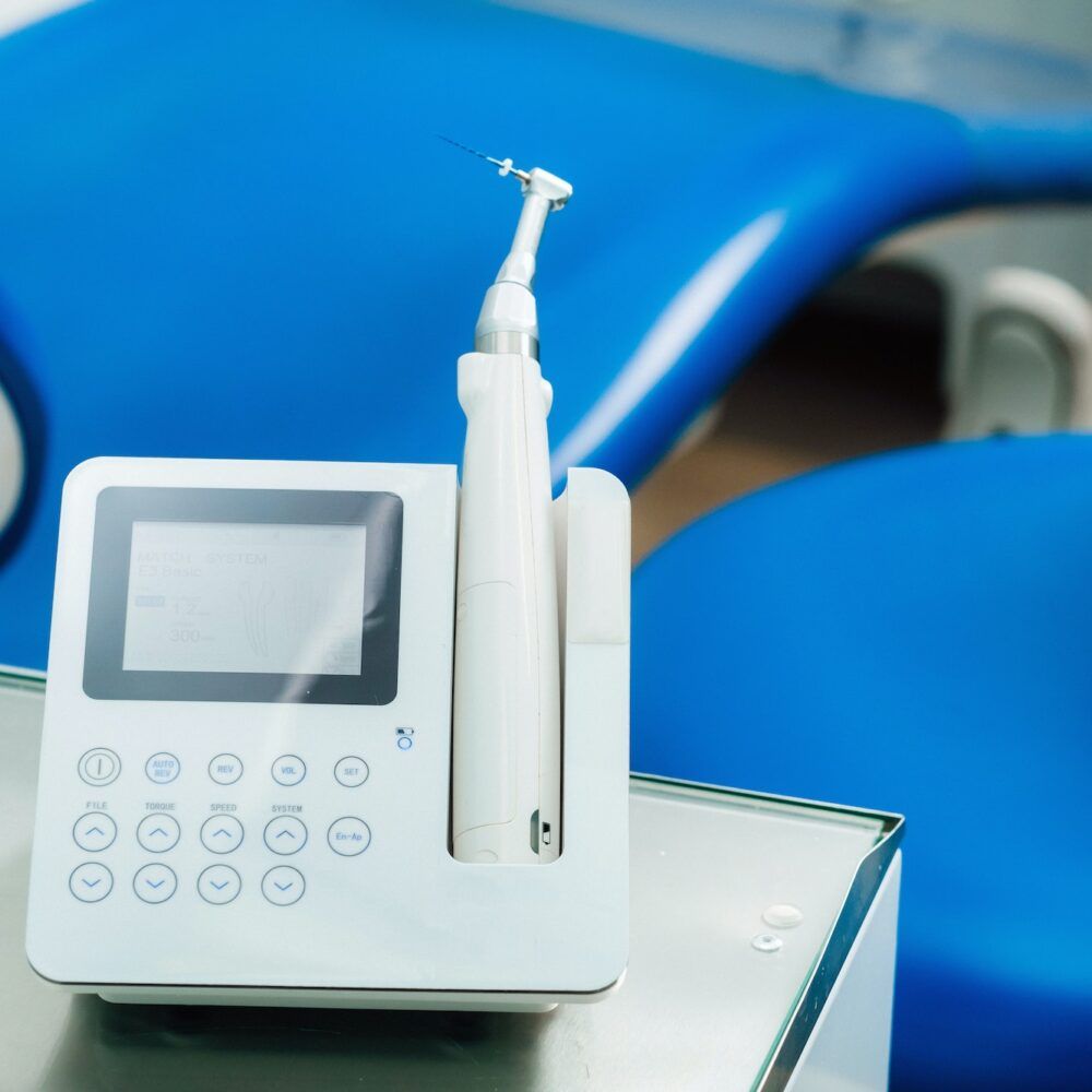 dental equipment in the dentist's office for root canal treatment. Close-up, endomotor for obturation