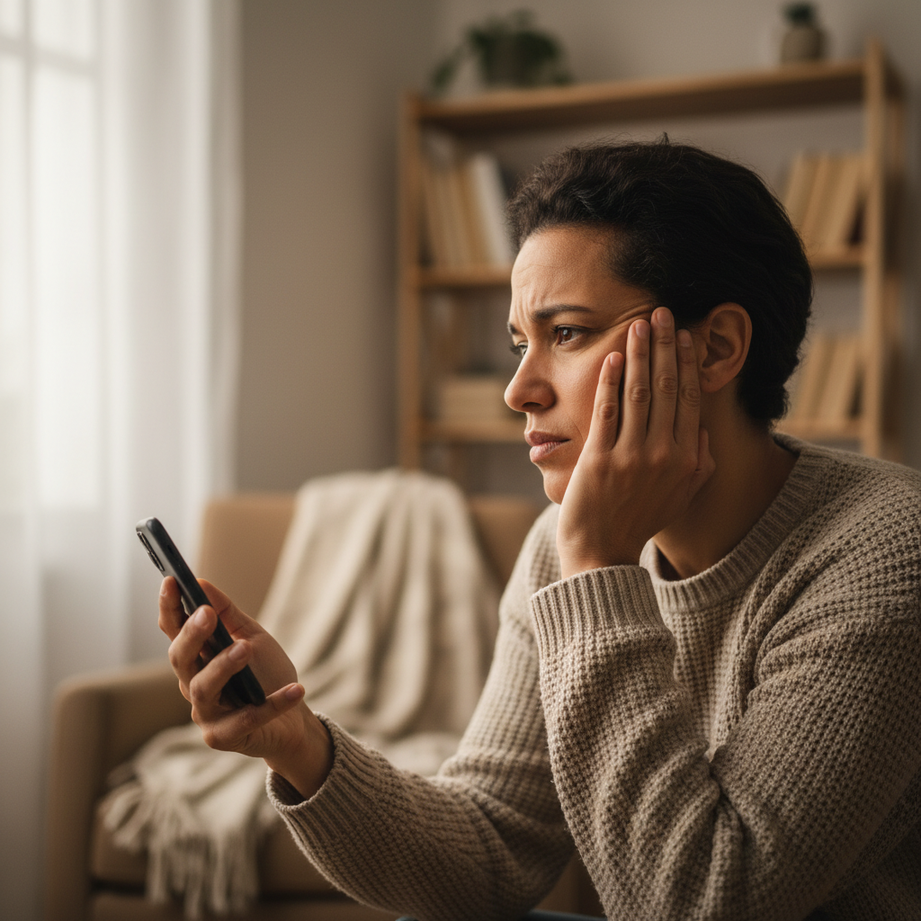 Person experiencing dental pain calling an emergency dentist
