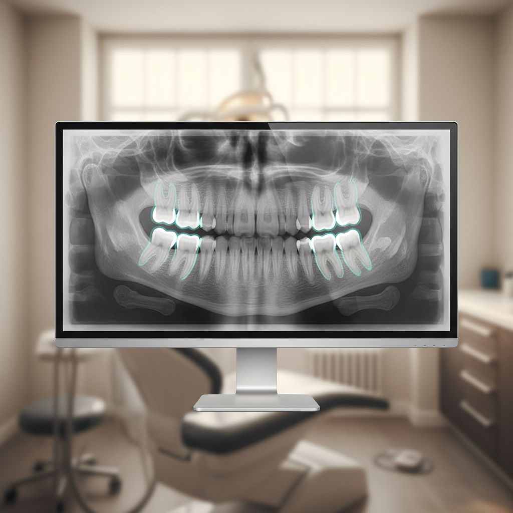 3D panoramic X-ray showing impacted wisdom teeth