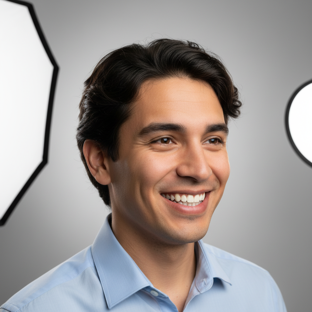 Confident smile from a person mid-treatment showing the natural everyday look of modern orthodontics